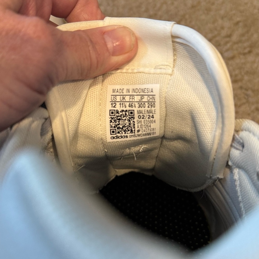 Adidas Men's White, Grey, and Green Sneakers - Picture 6 of 6